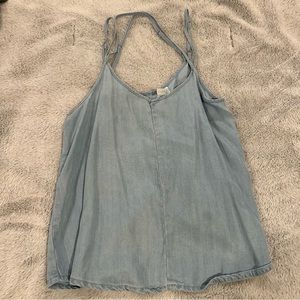 RVCA Denim Strappy Tang Top with cut out in back size small